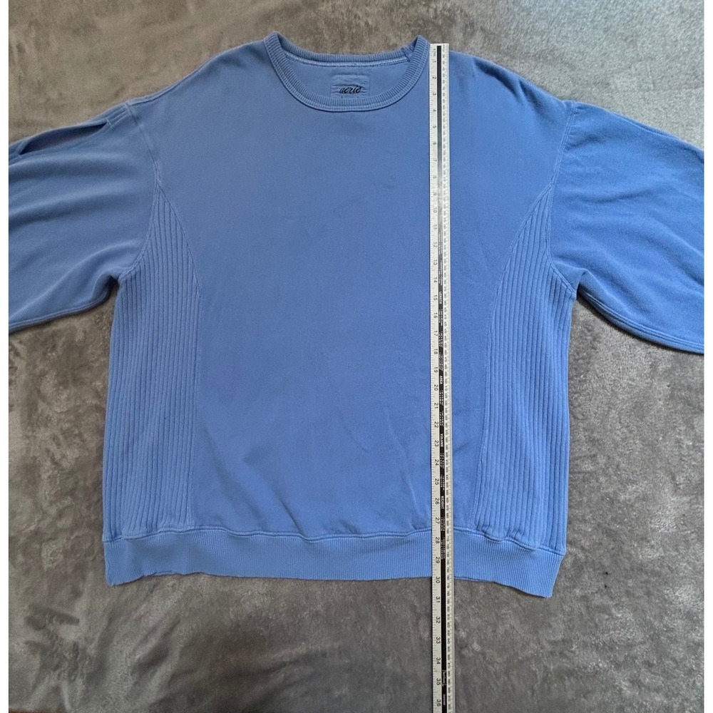 Aerie Womens L Blue Oversized Crewneck Sweatshirt Ribbed Side Panels Slit - Picture 11 of 13